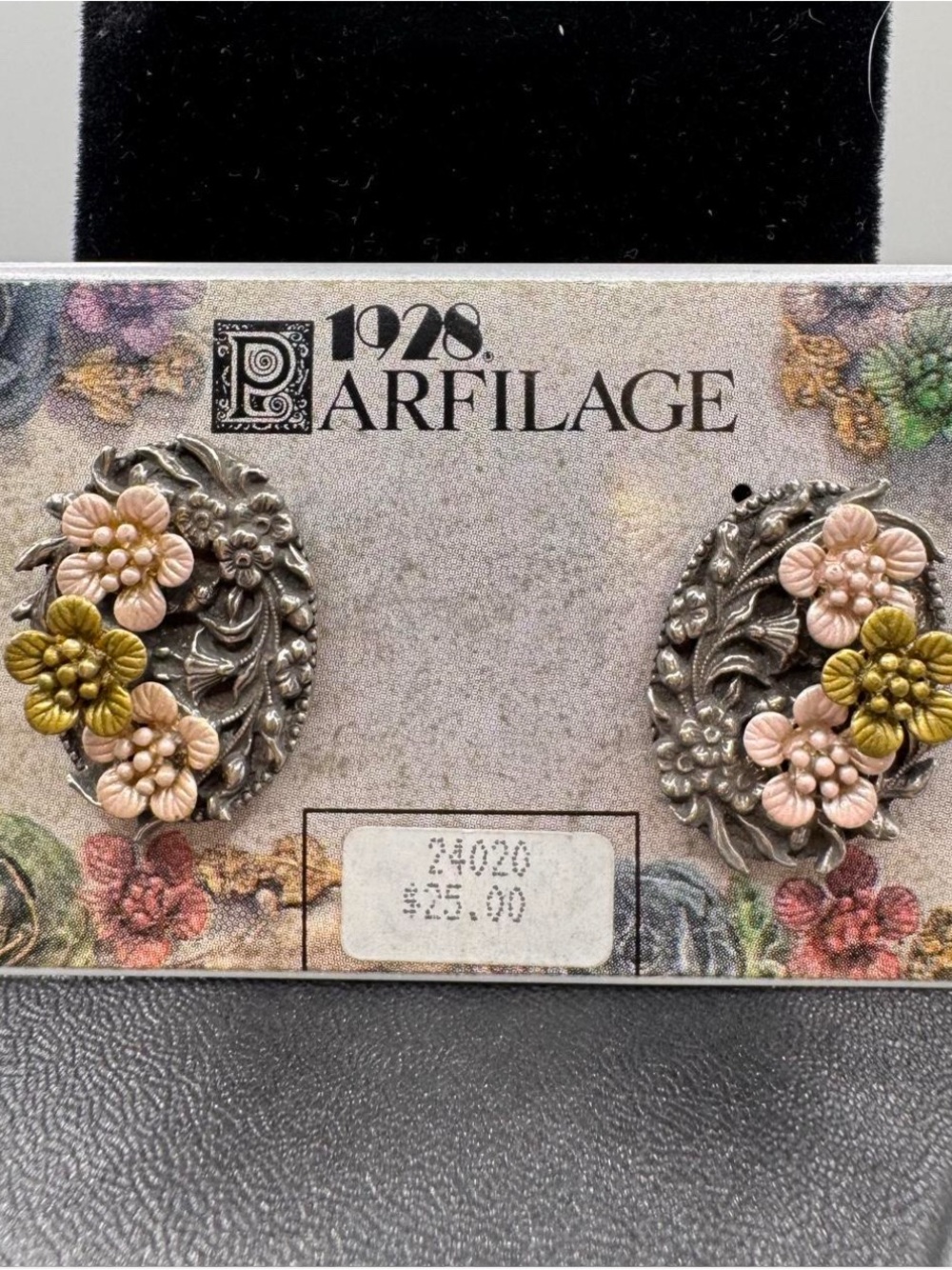 Paparfilage 1928 Floral Cluster Clip-On Earrings in Pink & Gold